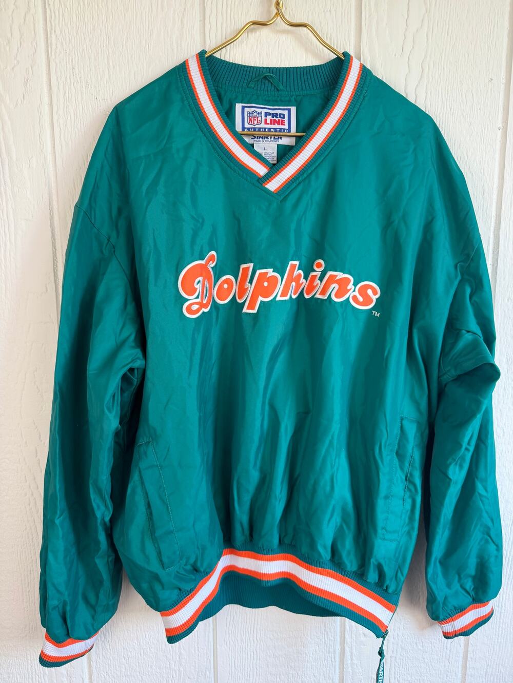 1990s Miami Dolphins Starter Pullover Jacket, Large Vintage Pro Line NFL